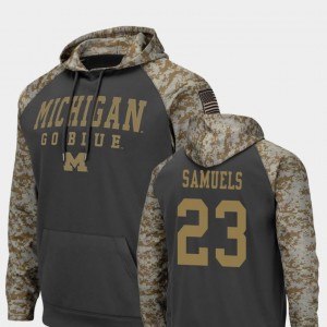 Michigan Wolverines O'Maury Samuels Hoodie Charcoal Colosseum Football For Men's #23 United We Stand