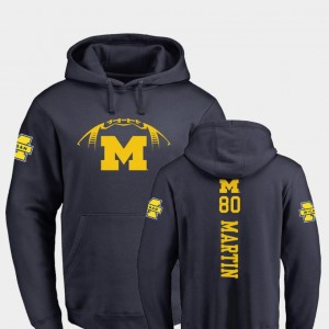 Michigan Wolverines Oliver Martin Hoodie #80 Navy For Men's Backer College Football