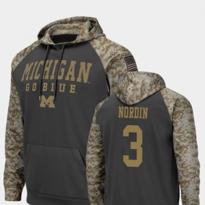 Michigan Wolverines Quinn Nordin Hoodie United We Stand Mens Charcoal #3 Colosseum Football