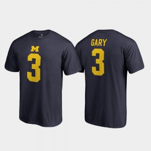 Michigan Wolverines Rashan Gary T-Shirt Name & Number Navy #3 For Men College Legends