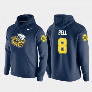 Michigan Wolverines Ronnie Bell Hoodie #8 Pullover Navy Vault Logo Club For Men