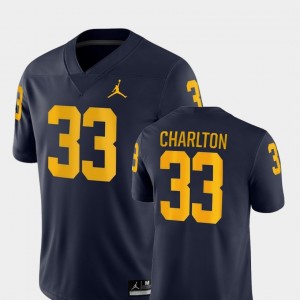Michigan Wolverines Taco Charlton Jersey For Men's Game Navy #33 College Football