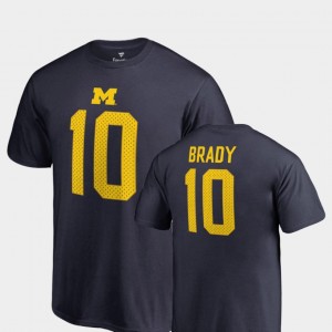 Michigan Wolverines Tom Brady T-Shirt #10 Mens College Legends Navy Name & Number