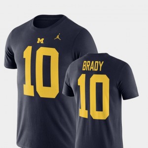 Michigan Wolverines Tom Brady T-Shirt Mens Jordan Football Performance #10 Navy
