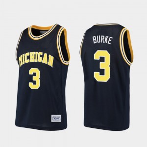 Michigan Wolverines Trey Burke Jersey Navy Basketball #3 Men Alumni