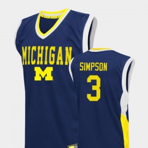 Michigan Wolverines Zavier Simpson Jersey Fadeaway For Men's College Basketball #3 Blue