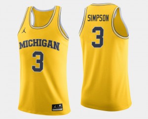 Michigan Wolverines Zavier Simpson Jersey Maize College Basketball #3 For Men's
