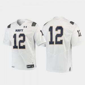 Navy Midshipmen Jersey White #12 Premier College Football Men
