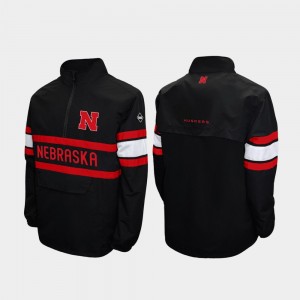 Nebraska Cornhuskers Jacket For Men's Quarter-Zip Black Alpha Windshell Pullover