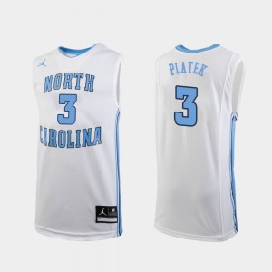 North Carolina Tar Heels Andrew Platek Jersey For Men's #3 College Basketball White Replica