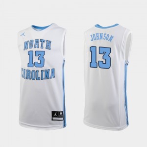 North Carolina Tar Heels Cameron Johnson Jersey White College Basketball Replica Men's #13