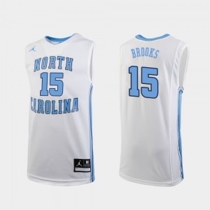 North Carolina Tar Heels Garrison Brooks Jersey For Men's White Replica College Basketball #15