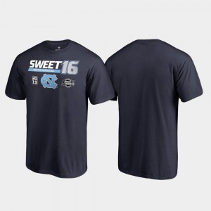 North Carolina Tar Heels T-Shirt For Men's March Madness 2019 NCAA Basketball Tournament Navy Sweet 16 Backdoor