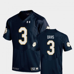 Notre Dame Fighting Irish Avery Davis Jersey #3 College Football For Men Navy Replica