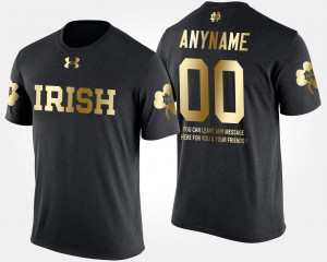 Notre Dame Fighting Irish Customized T-Shirts Gold Limited Black For Men's #00 Short Sleeve With Message