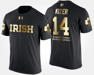 Notre Dame Fighting Irish DeShone Kizer T-Shirt Gold Limited Black #14 Men Short Sleeve With Message