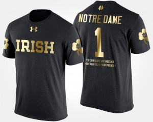 Notre Dame Fighting Irish T-Shirt Gold Limited Black For Men's #1 No.1 Short Sleeve With Message