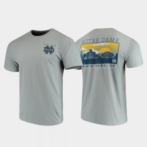 Notre Dame Fighting Irish T-Shirt Campus Scenery Gray For Men's Comfort Colors