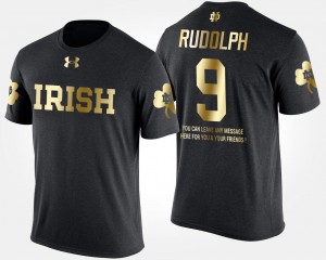 Notre Dame Fighting Irish Kyle Rudolph T-Shirt Gold Limited #9 Short Sleeve With Message Mens Black