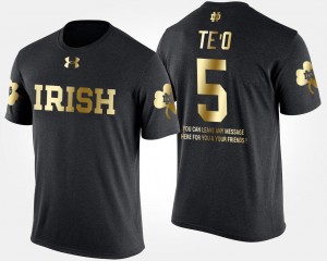 Notre Dame Fighting Irish Manti Te'o T-Shirt Gold Limited Black #5 Short Sleeve With Message For Men's