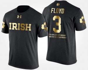 Notre Dame Fighting Irish Michael Floyd T-Shirt Short Sleeve With Message Black For Men Gold Limited #3
