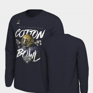Notre Dame Fighting Irish T-Shirt 2018 Cotton Bowl Bound Navy Illustration Long Sleeve College Football Playoff For Men