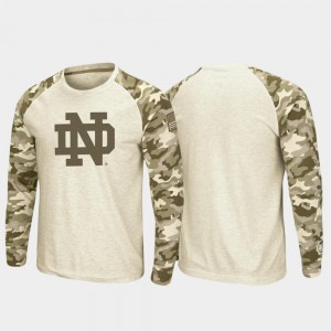 Notre Dame Fighting Irish T-Shirt Raglan Long Sleeve Desert Camo Oatmeal OHT Military Appreciation Men's