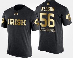 Notre Dame Fighting Irish Quenton Nelson T-Shirt #56 Short Sleeve With Message Black For Men's Gold Limited
