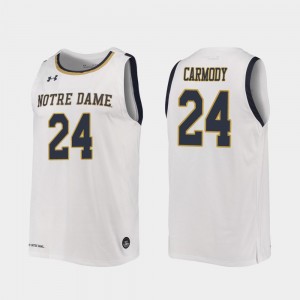 Notre Dame Fighting Irish Robby Carmody Jersey Replica White For Men 2019-20 College Basketball #24