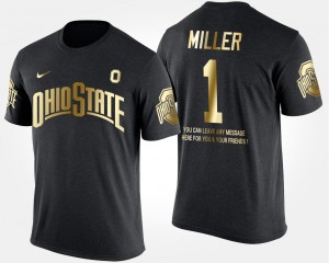 Ohio State Buckeyes Braxton Miller T-Shirt #5 Black Short Sleeve With Message Men's Gold Limited