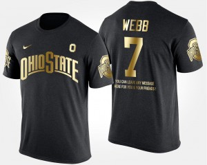 Ohio State Buckeyes Damon Webb T-Shirt Men's Black Short Sleeve With Message #7 Gold Limited