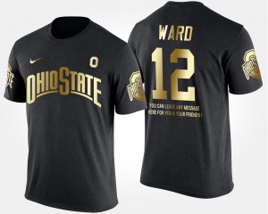 Ohio State Buckeyes Denzel Ward T-Shirt Mens Gold Limited Short Sleeve With Message #12 Black