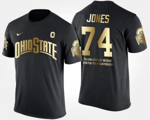 Ohio State Buckeyes Jamarco Jones T-Shirt Black Mens #74 Short Sleeve With Message Gold Limited