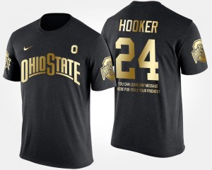 Ohio State Buckeyes Malik Hooker T-Shirt #24 Black Gold Limited Short Sleeve With Message Men's