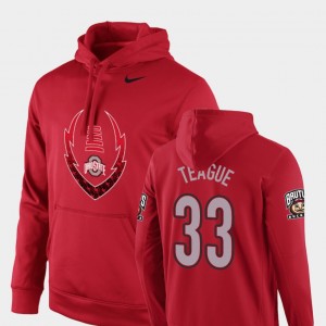 Ohio State Buckeyes Master Teague Hoodie #33 Football Performance For Men's Scarlet Icon Circuit