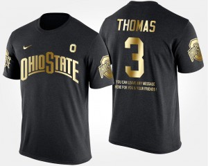 Ohio State Buckeyes Michael Thomas T-Shirt Gold Limited #3 Men's Short Sleeve With Message Black