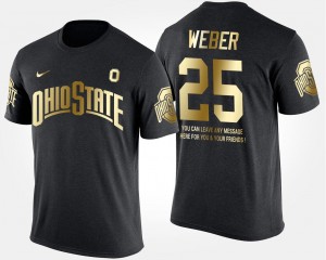 Ohio State Buckeyes Mike Weber T-Shirt Short Sleeve With Message For Men #25 Gold Limited Black