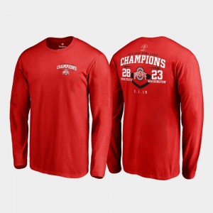 Ohio State Buckeyes T-Shirt Fair Catch Score Long Sleeve Men's Scarlet 2019 Rose Bowl Champions