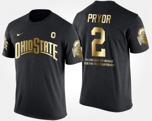 Ohio State Buckeyes Terrelle Pryor T-Shirt #2 Gold Limited For Men's Black Short Sleeve With Message