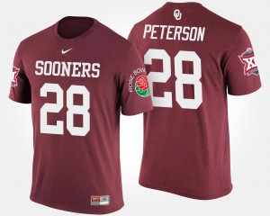 Oklahoma Sooners Adrian Peterson T-Shirt Men's Big 12 Conference Rose Bowl Bowl Game Crimson #28