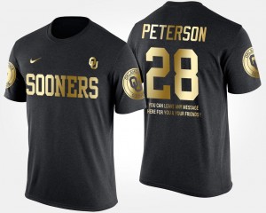 Oklahoma Sooners Adrian Peterson T-Shirt Gold Limited Black Men #28 Short Sleeve With Message