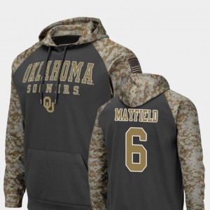 Oklahoma Sooners Baker Mayfield Hoodie #6 Charcoal Colosseum Football For Men United We Stand