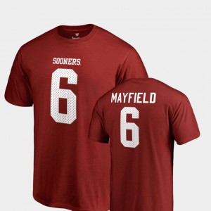 Oklahoma Sooners Baker Mayfield T-Shirt Men's Name & Number #6 Crimson College Legends