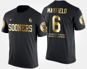 Oklahoma Sooners Baker Mayfield T-Shirt Gold Limited Short Sleeve With Message Black Mens #6