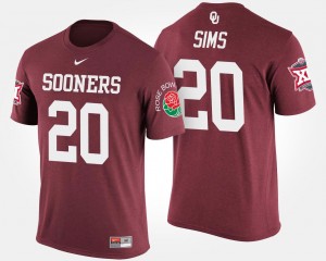 Oklahoma Sooners Billy Sims T-Shirt Crimson Big 12 Conference Rose Bowl Mens Bowl Game #20