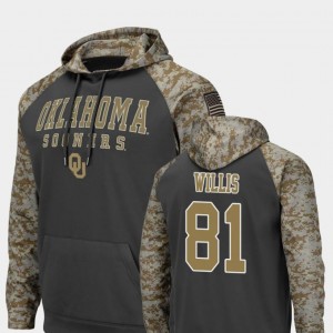 Oklahoma Sooners Brayden Willis Hoodie For Men's Charcoal United We Stand #81 Colosseum Football