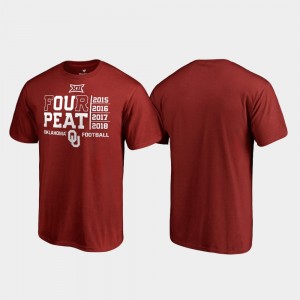 Oklahoma Sooners T-Shirt 2018 Big 12 Football Champions Four-Peat Crimson For Men