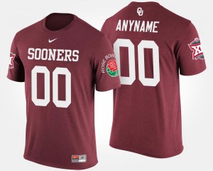 Oklahoma Sooners Customized T-Shirts Crimson #00 Big 12 Conference Rose Bowl Bowl Game Mens
