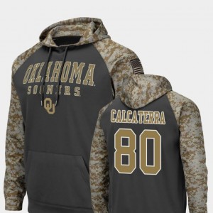 Oklahoma Sooners Grant Calcaterra Hoodie For Men Colosseum Football United We Stand #80 Charcoal