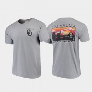 Oklahoma Sooners T-Shirt Comfort Colors Gray For Men's Campus Scenery